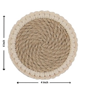 Sous-verres ronds en verre avec bordure blanche, style nordique, isolants, antidérapants, écologiques, diamètre 10 cm, réutilisables, tapis de table décoratifs - Product Image 6