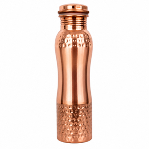 Botella de agua de cobre puro de estilo moderno con diseño martillado a mano, a prueba de fugas y recipiente de cobre para gimnasio, yoga y oficina. - Product Image 3