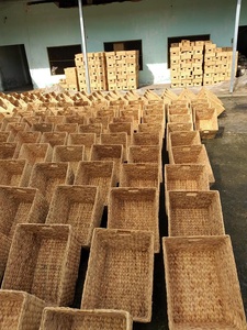 Handmade Eco-Friendly Waterproof Modern Multifunction Geometric Water Hyacinth Storage <b>Basket</b> Natural Woven <b>Rectangular</b> Tray - Product Image 2