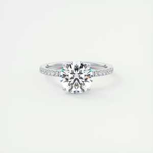 แหวนหมั้นเพชรทรงกลม 2.30 กะรัต เพชรเลี้ยงในห้องปฏิบัติการ ฝังแบบพาเว่ ล้อมเพชรแบบซ่อน ตัวเรือนทองคำขาว 14K สำหรับงานแต่งงาน - Product Image 3