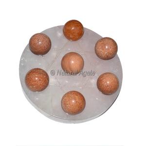 Shop Online for Black Agate Base with 7 Point of Green Aventurine | 7 Point of Green Aventurine - Product Image 3