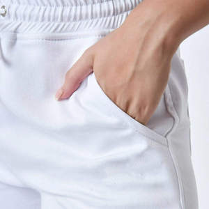 <b>White</b> Women's <b>Cargo</b> Pants Mid Waist Drawstring Elastic Ankle-Length Casual Knitted Cotton Solid Color Pocket Design Spring Style - Product Image 4