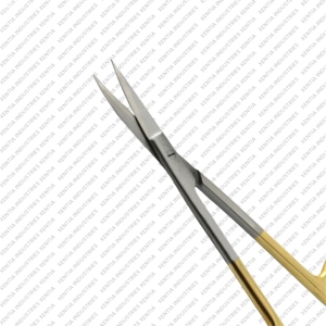 Tijeras de Precisión de Carburo de Tungsteno Iris de 3.5 Pulgadas con Punta Fina Recta/Curva, Mango Dorado, Instrumento de Disección de Acero Inoxidable CE - Product Image 4