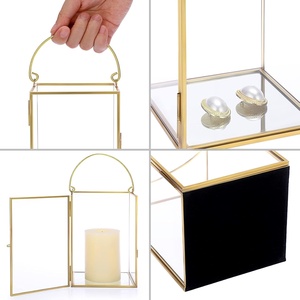 Square Glass Lantern with Handle Wholesale <b>Bulk</b> MOQ Gold Metal <b>Candle</b> Holder for Home Wedding Decor - Product Image 6