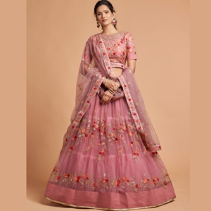 Designer Soft <b>Net</b> Lehenga Choli Set with Thread Zari Dori and Badla Embroidery Work is an elegant ethnic ensemble crafted - Product Image 2