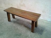 Banc de salle à manger KAG Furniture BEN25 en teck massif, 50 mm d'épaisseur, design rustique moderne, pour la maison, l'hôtel ou la villa (assemblage nécessaire)