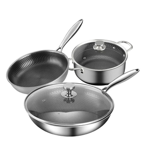 Premium Hammered Finish Wok <b>Set</b> With Tempered Glass Lid Wooden Handle Deep Cooking Pan For Stir Fry Noodles - Product Image 6