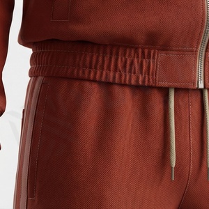 Survêtement Homme Rouge Color Block avec Fermeture Éclair, Design Sportif, Col Montant, Mélange Polyester Coton Respirant, Coupe Classique, Idéal Automne - Product Image 5