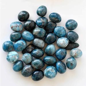 Chakralume Natural <b>Neon</b> Blue Apatite Polished Ball Tumbled Stones for Healing Feng Shui Meditation Home Decor-Rajasthan Origin - Product Image 1