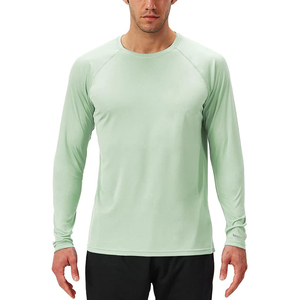 Camiseta de natación de manga larga para hombre, color verde menta, protección solar UPF 50+, de secado rápido, transpirable y ligera. - Product Image 1