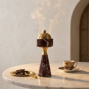 Oudessara Imperial Luxe Mubkhar, brûleur d'encens artisanal en résine de bois de santal, détails métalliques de qualité supérieure, 100% naturel, religieux - Product Image 2