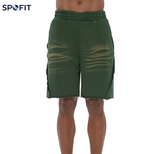 Pantalones Cortos de Hombre Tallas Grandes, Estilo Jogger, Lavado Ácido, Personalizados, de Alta Calidad, Streetwear, de Algodón Desgastado por el Sol, con Cordón Ajustable - Product Image 3