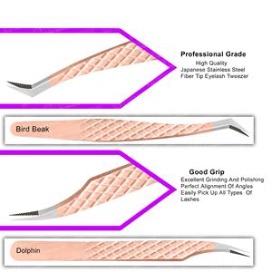 Pinzas de Precisión para Pestañas, Acero Inoxidable, Multiusos, Tipo Pico de Pájaro, Punta de Fibra, Herramientas para Pestañas Individuales y Clásicas - Product Image 5