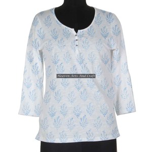 Algodón bloque de mano impreso Kurti túnica Ropa Étnica India ropa Kurtis diseñador algodón mujeres desgaste de moda túnica India - Product Image 1