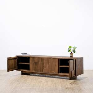 Buffet contemporain en teck massif, durable, avec 1,5 m de rangement pour chambre, cuisine, salon - Product Image 1