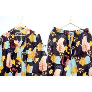 ชุดนอนผ้าฝ้ายยาวสำหรับฤดูร้อนของผู้หญิงอินเดีย ทำด้วยมือ ปิดด้วยเชือกผูก ลายดอกไม้ ผ้าถักระบายอากาศได้ดี นุ่ม แห้งเร็ว - Product Image 6