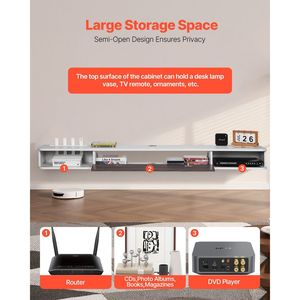 Mobile TV Moderno da Parete da 70 Pollici con Foro per Cavi e Vano Portaoggetti Integrato - Product Image 4