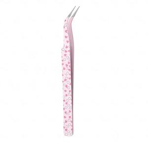 Pince à épiler pour cils à motif cœur rose, en acier inoxydable, pointe de précision - Product Image 1