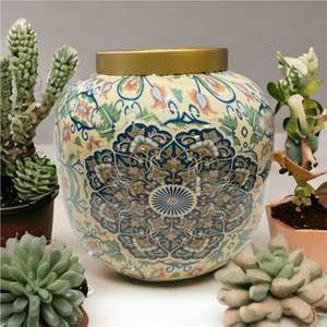 Ensemble de vases en métal émaillé marbré doré de luxe, faits à la main, abstraits, décoratifs, pour la maison moderne, centre de table de mariage - Product Image 3