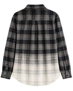 Camisa de Franela a Cuadros Ombre Color Carbón para Mujer, Personalizada por el Fabricante, Manga Larga, Cierre de Botones, Informal, Mezcla de Algodón, Otoño Invierno - Product Image 2