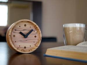 Exquisite Handcrafted Olive Wood Table <b>Clock</b> - Unique Artisanal Timepiece >Smart Table <b>Clocks</b> - Product Image 2