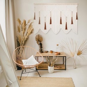 Décoration murale bohème en macramé avec cadre en bois de manguier, artisanale, vente en gros - Product Image 5
