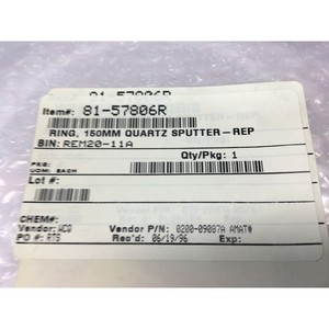 AMAT 0200-09087 RING 150MM Quartz SPUTTER, 123358 - Équipement et pièces semi-conductrices de renommée mondiale à confiance - Product Image 1
