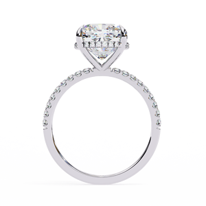 Bague de fiançailles en diamant de laboratoire taille coussin 3,25 ct E-F VS certifiée IGI plaquée or avec pavé caché et sangle en diamants VIBHINI - Product Image 4