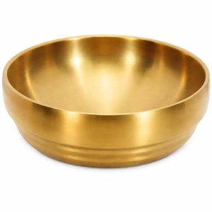 Grand saladier en acier inoxydable doré, robuste et incassable, pour la cuisine, la salle à manger et la décoration de la maison - Product Image 1