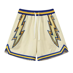 กางเกงบาสเก็ตบอลตาข่ายผู้ชาย OEM มีกระเป๋าข้าง เอวยางยืดพร้อมเชือกผูก  แบบพิมพ์ลายดิจิตอล 3 มิติ  รับสกรีนโลโก้ตามแบบ - Product Image 1