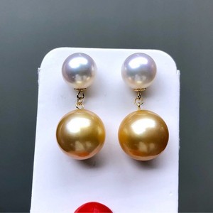 Pendientes de Perlas Blancas Australianas de Oro Grueso de 18K, 10-11 mm, Forma de Agua de Mar, Luz Intensa, Casi Impecables - Product Image 2