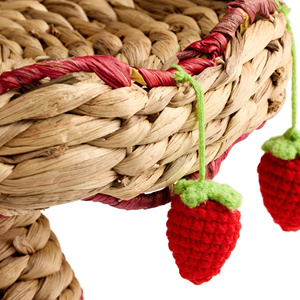 Magnifique support à gâteau en jacinthe d'eau avec décorations en laine et fraises, support décoratif pour servir les gâteaux et la décoration intérieure - Product Image 2