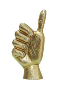 Escultura Decorativa de Mano en Aluminio Dorado, Estatua Moderna de Dedo Levantado, Figura Metálica para Decoración de Escritorio, Hogar u Oficina - Product Image 3