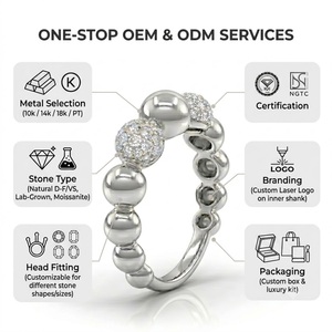 Bague classique en or massif 18 carats avec perles et diamants pavés, pour le marché du Canada et d'Europe, bijoux personnalisés, faible MOQ - Product Image 5