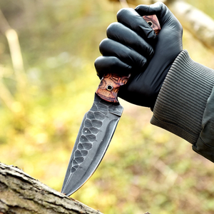 Cuchillo de Supervivencia Nórdico de Acero Industrial de Alto Carbono con Mango de Madera Pakka y Funda de Cuero, Largo Total de 9 Pulgadas, Espiga Completa, para Camping y Caza - Product Image 2