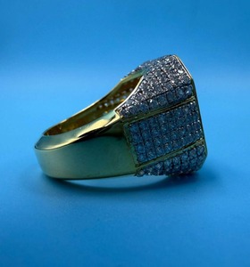 Anillo Hip Hop con Cabeza de León con Incrustaciones de Moissanita en Plata 925, Chapado en Oro Amarillo de 14K, Joyería Brillante para Hombre - Product Image 3