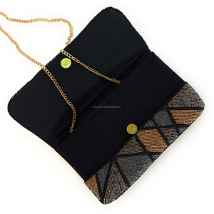 Handmade Luxury Designer Evening Beaded Silk Clutch <b>Bag</b> Magnetic Closure Foldable Durable Unique Fashion Accessory Women's - Product Image 4