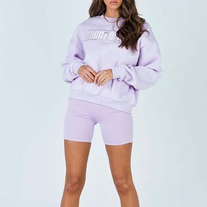 Sweat-shirt à manches longues en molleton pour femme, col rond, avec logo brodé personnalisé, 100% coton, couleur unie, pour l'hiver, fabrication OEM - Product Image 6