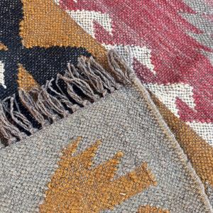 Tapis rustique chaud 2.5x8 pieds en laine et jute Dhurrie Tapis Kilim Tapis pour entrées et couloirs étroits Ensemble 063 - Product Image 5