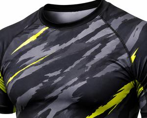 T-shirt de sport pour homme, tendance, noir, gris, jaune, imprimé par sublimation, manches longues, anti-UV, écologique, séchage rapide, polyester, adulte - Product Image 4