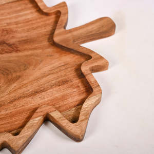 Wooden Maple Leaf Serving Tray Rustic Cheese Fruit <b>Platter</b> Reusable Charcuterie Board - Product Image 4