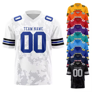 เสื้อฟุตบอลอเมริกันแขนสั้นคุณภาพสูงสั่งทำพิเศษ พิมพ์ลายด้วยความร้อน ชุดยูนิฟอร์มสำหรับผู้ใหญ่ ไซส์พลัส ผลิตจากโพลีเอสเตอร์ 100% - Product Image 1