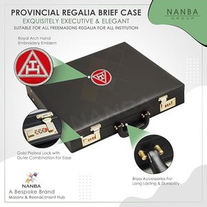 Maletín Rígido para Mandil Provincial de la Francmasonería NANBA GROUP, con Cierres Dorados, Bordado a Máquina, Fácil de Transportar, Color Negro - Product Image 6