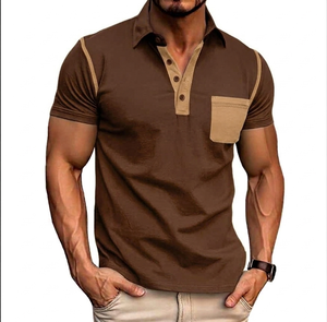Custom <b>Men's</b> Spandex/Polyester Casual Streetwear Short Sleeve Button Jersey <b>for</b> Shirts Regular Boxy <b>Studs</b> Lapel Stripe Solid - Product Image 3