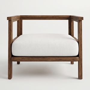 Modern <b>Outdoor</b> Lounge Chair Wooden Garden <b>Sofa</b> Set Upholstered Minimalist Patio Furniture - Product Image 1