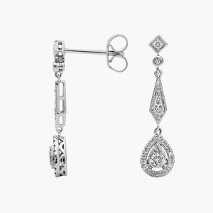 Pendientes de Lágrima con Diamantes de Inspiración Vintage en Oro Blanco - Product Image 3