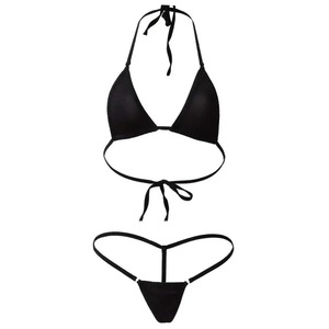 Ensemble de maillot de bain deux pièces pour femme, très populaire, avec haut triangle dos nu et bas string, couleur unie - Product Image 6