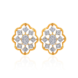 Pendientes de Diamantes Lumi Diamond Studs de Lujo en Oro Amarillo de 18K con Diseño Floral, Joyería de Diamantes Cultivados en Laboratorio en Forma de Princesa y Ovalados - Product Image 1
