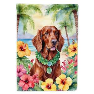 Setter irlandés Luau Garden Flag Multicolor Floral Patio Obra de arte para patio Buzón decorativo Bandera Banner para camas de flores Jardín - Product Image 1