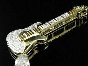 Collar con Colgante de Guitarra de Diamantes Estilo Hip Hop de Alta Calidad con Cadena, Joyería Punk de Estilo Urbano - Product Image 3